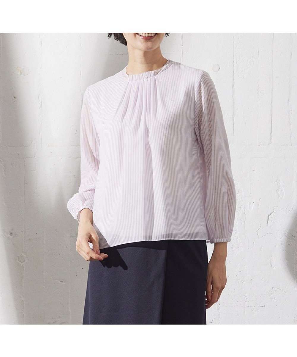 【ジェイ プレス/J.PRESS】のカチオン ストライプ カットソー インテリア・キッズ・メンズ・レディースファッション・服の通販 founy(ファニー) ファッション Fashion レディースファッション Fashion for Women トップス・カットソー Cut & Sew Tops シャツ・ブラウス・オフィスカジュアル Elegant Blouses & Button-Ups ロングTシャツ・Tシャツ Longline T-Shirts & Tees カットソー・ベーシックTシャツ Cut-and-Sewn Tops / Stretch Tees & Basics インナー Innerwear 春 Spring カットソー Cut and Sewn Top ギャザー Gathered, Ruffled ジャケット Jacket, Outerwear ストライプ Stripe, Striped Pattern フェミニン Feminine, Girly S/S・春夏 SS, Spring/Summer, Warm Season おすすめ Recommended / Our Picks 夏 Summer エレガント 上品 Elegant セレモニー Ceremony ふじ色系1|ID: prp329100004515233 ipo3291000000033645333