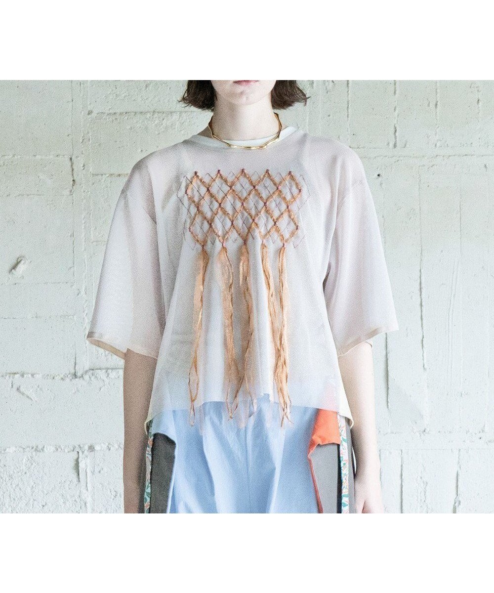 【コキュウ/COQ】の【家庭洗濯可能】SWAY MESH トップス インテリア・キッズ・メンズ・レディースファッション・服の通販 founy(ファニー) 　ファッション　Fashion　レディースファッション　WOMEN　トップス・カットソー　Tops/Tshirt　シャツ/ブラウス　Shirts/Blouses　ロング / Tシャツ　T-Shirts　カットソー　Cut and Sewn　オーガンジー　Organdy　春　Spring　洗える　Washable　カットソー　Cut And Sew　コレクション　Collection　ストライプ　Stripe　タンク　Tank　ダブル　Double　バランス　Balance　パイピング　Piping　メッシュ　Mesh　リボン　Ribbon　S/S・春夏　Ss・Spring/Summer　NEW・新作・新着・新入荷　New Arrivals　犬　Dog　夏　Summer　ベージュ|ID: prp329100004516466 ipo3291000000031917615