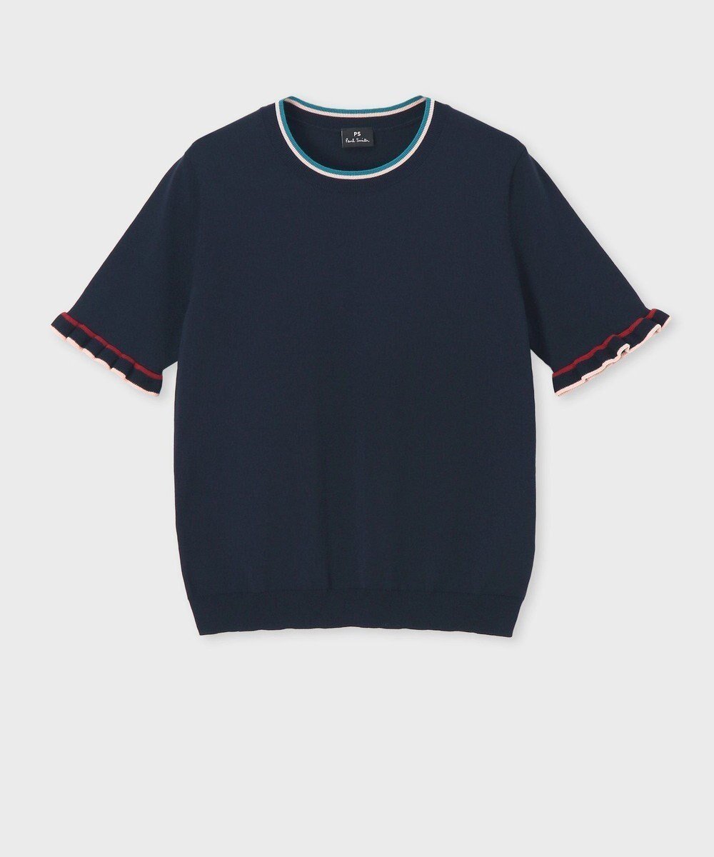 【ポール スミス/Paul Smith】の【洗える】フレアスリーブ 半袖ニット インテリア・キッズ・メンズ・レディースファッション・服の通販 founy(ファニー) 　ファッション　Fashion　レディースファッション　WOMEN　トップス・カットソー　Tops/Tshirt　ニット　Knit Tops　NEW・新作・新着・新入荷　New Arrivals　おすすめ　Recommend　カーディガン　Cardigan　コンパクト　Compact　スリーブ　Sleeve　セーター　Sweater　デニム　Denim　フェミニン　Feminine　フレア　Flare　半袖　Short Sleeve　夏　Summer　春　Spring　S/S・春夏　Ss・Spring/Summer　洗える　Washable　A/W・秋冬　Aw・Autumn/Winter・Fw・Fall-Winter　ネイビー|ID: prp329100004516510 ipo3291000000031917858