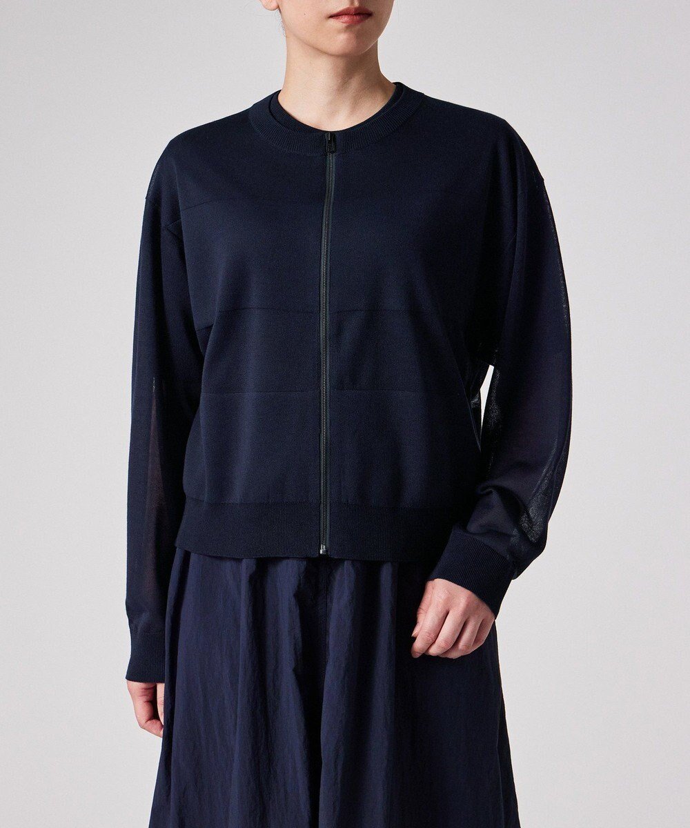 【ポール スミス/Paul Smith】の【洗える】シアーボーダー ジップアップ カーディガン インテリア・キッズ・メンズ・レディースファッション・服の通販 founy(ファニー) 　ファッション　Fashion　レディースファッション　Fashion for Women　トップス・カットソー　Cut & Sew Tops　カーディガン・羽織り　Layered Style Cardigans　カーディガン　Cardigan, Knitwear　シアー　Sheer, See-Through　シンプル　Simple, Minimal　ジップアップ　Zip-Up, Full Zip　ボーダー　Border, Stripe　エレガント 上品　Elegant　夏　Summer　S/S・春夏　SS, Spring/Summer, Warm Season　洗える　Machine Washable　A/W・秋冬　Autumn/Winter　ネイビー|ID: prp329100004516521 ipo3291000000033516219