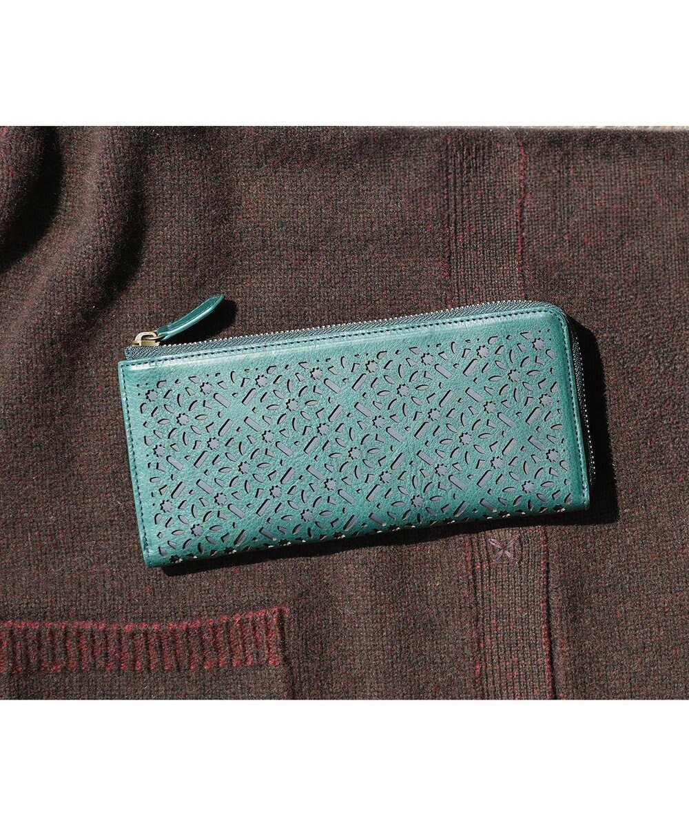 【ゲンテン/genten】のダイヤカットワーク Lファスナー長財布 インテリア・キッズ・メンズ・レディースファッション・服の通販 founy(ファニー) 　ファッション　Fashion　レディースファッション　Fashion for Women　ミニ財布・二つ折り財布　Wallets & Card Cases　新作・新入荷　New Arrivals / New In　イタリア　Italy　ワーク　Workwear, Utility Style　定番　Standard, Basic Item　財布　Wallet, Purse　透かし　Cut-Out, Lacework　ブルーグリーン|ID: prp329100004516566 ipo3291000000034412392
