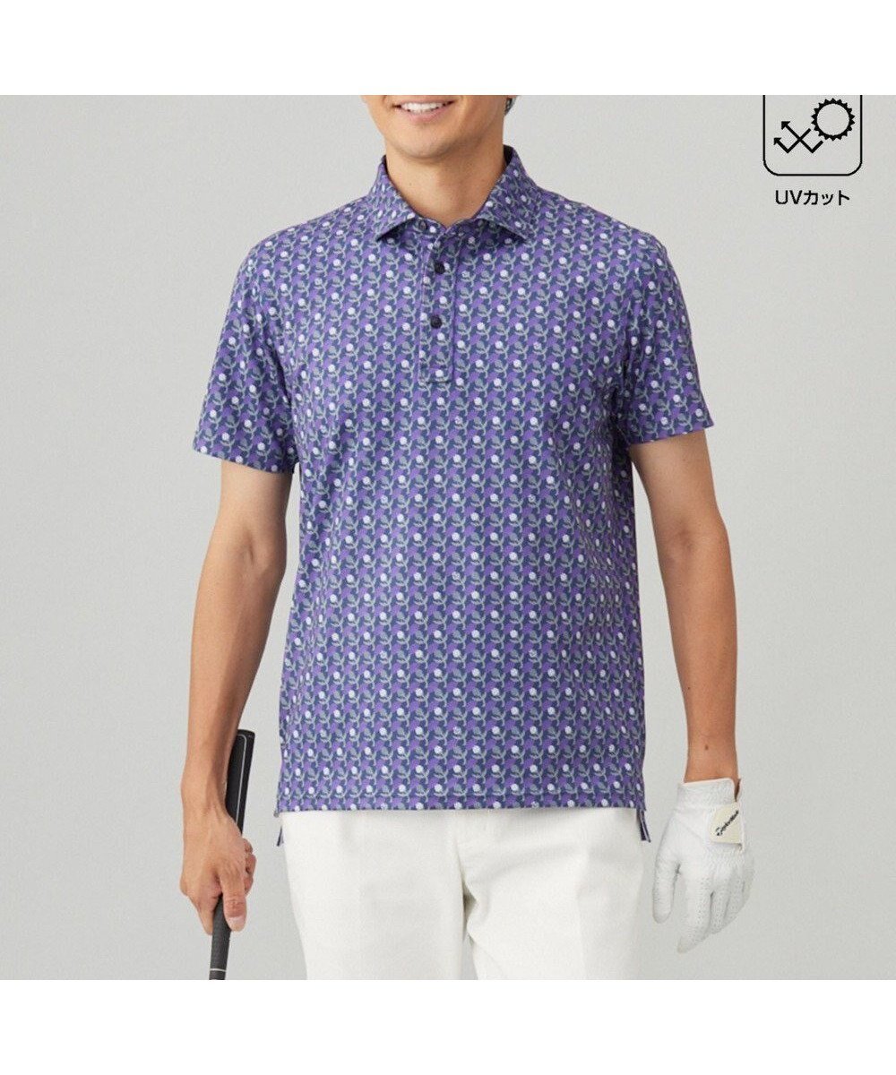 【23区 ゴルフ/23区GOLF / MEN】の【MEN】【吸水速乾/UVカット】アザミ小紋柄半袖ポロシャツ インテリア・キッズ・メンズ・レディースファッション・服の通販 founy(ファニー) 　ファッション　Fashion　メンズファッション　Men's Style Online　トップス・カットソー　Tops/Tshirt/Men　シャツ　Shirts　ポロシャツ　Polo Shirts　おすすめ　Recommend　なめらか　Smooth　ストレッチ　Stretch　ベスト　Vest　ポロシャツ　Polo Shirt　モチーフ　Motif　半袖　Short Sleeve　吸水　Water Absorption　A/W・秋冬　Aw・Autumn/Winter・Fw・Fall-Winter　パープル系5|ID: prp329100004517515 ipo3291000000032675080