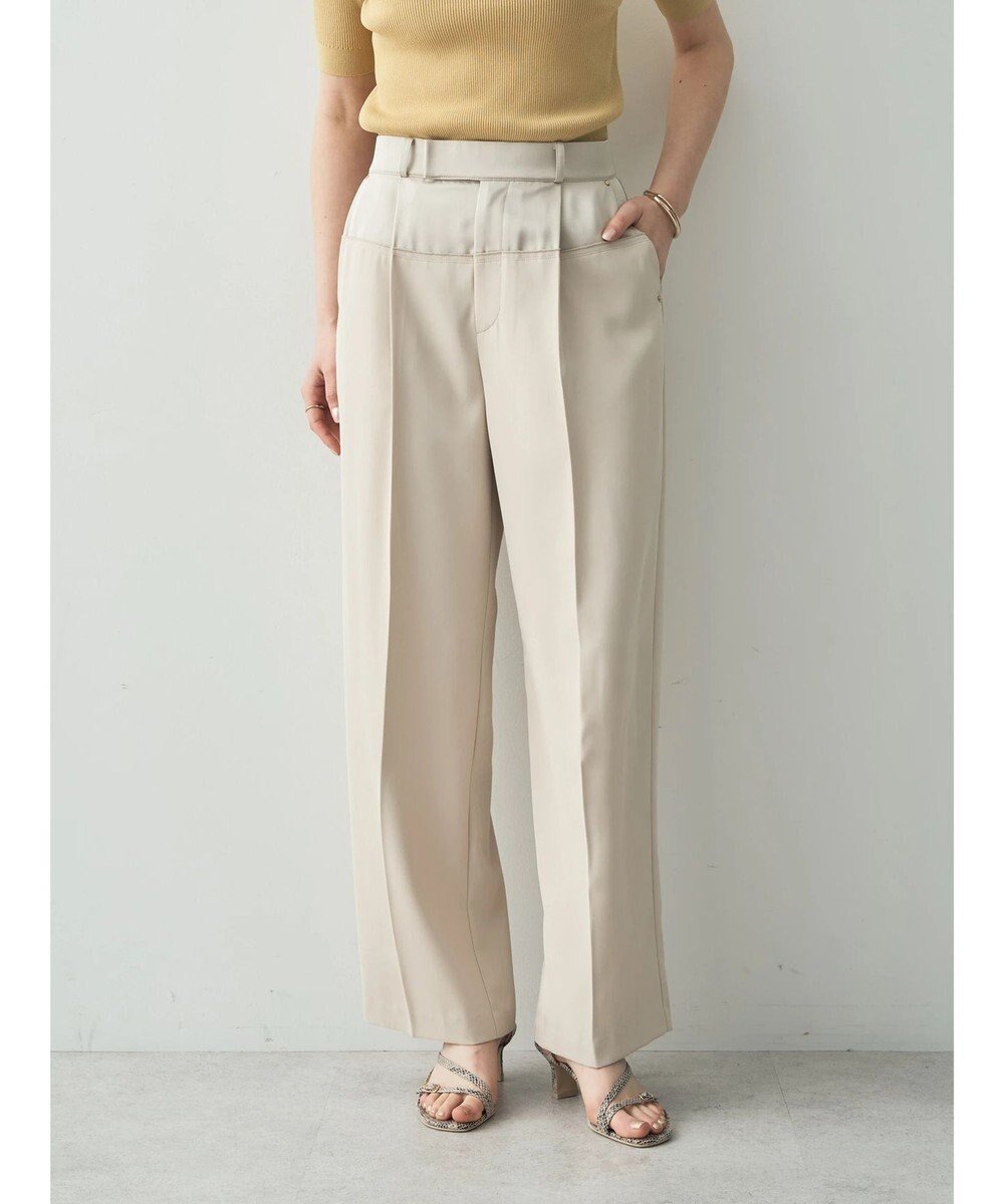 【イェッカ ヴェッカ/YECCA VECCA】のサテン切替ストレートパンツ インテリア・キッズ・メンズ・レディースファッション・服の通販 founy(ファニー) 　ファッション　Fashion　レディースファッション　WOMEN　パンツ　Pants　サテン　Satin　ストレート　Straight　センター　Center　フェイク　Fake　ポケット　Pocket　モダン　Modern　切替　Switching　夏　Summer　春　Spring　S/S・春夏　Ss・Spring/Summer　Light Beige|ID: prp329100004517556 ipo3291000000031930345