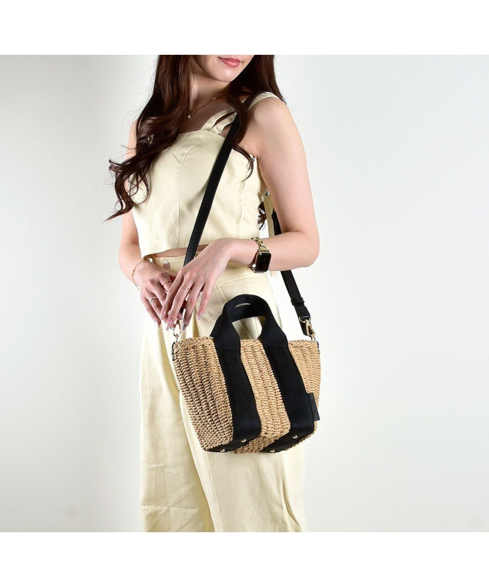 【ラ バガジェリー/LA BAGAGERIE】の【maison vert】【ペーパー素材使用】2WAYかごバッグ インテリア・キッズ・メンズ・レディースファッション・服の通販 founy(ファニー) 　ファッション　Fashion　レディースファッション　Fashion for Women　バッグ　Bags　財布　Wallet, Purse　ハンカチ　Handkerchief, Hanky　ペーパー　Paper, Kraft Paper　ポケット　Pocket, Pocket Detail　ポーチ　Pouch, Small Case　リップ　Lip, Lip Motif　ブラック×ベージュ|ID: prp329100004517565 ipo3291000000032686891