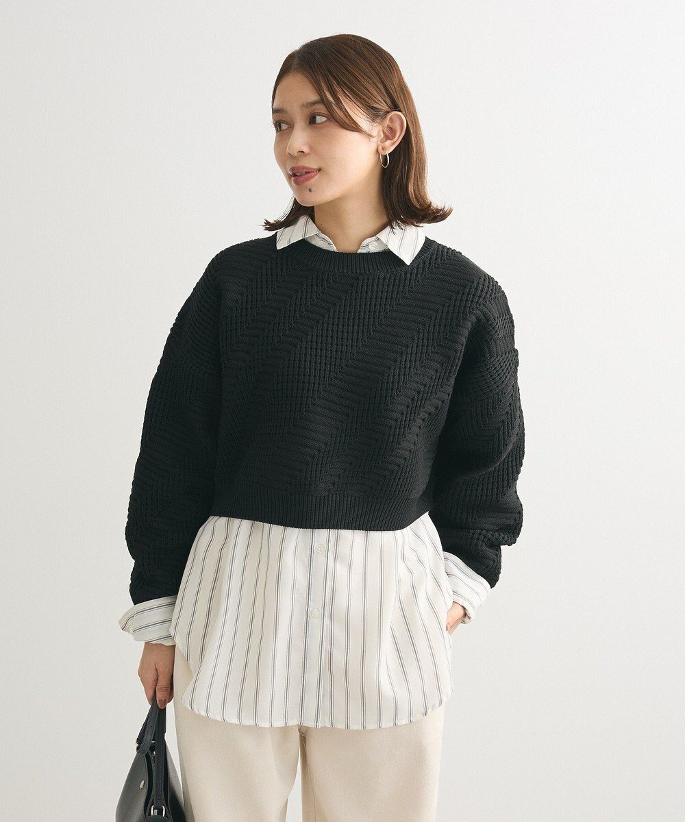 【グリーンパークス/Green Parks】の・ELENCARE DUE ジャカードショートニット インテリア・キッズ・メンズ・レディースファッション・服の通販 founy(ファニー) 　ファッション　Fashion　レディースファッション　WOMEN　トップス・カットソー　Tops/Tshirt　ニット　Knit Tops　ショート　Short　ジャカード　Jacquard　セーター　Sweater　バランス　Balance　ポケット　Pocket　ワイド　Wide　A/W・秋冬　Aw・Autumn/Winter・Fw・Fall-Winter　Black|ID: prp329100004517575 ipo3291000000031930626