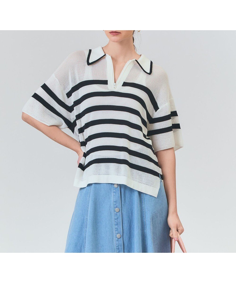 【グレース コンチネンタル/GRACE CONTINENTAL】のワッフルボーダートップ 人気、トレンドファッション・服の通販 founy(ファニー) 　ファッション　Fashion　レディースファッション　WOMEN　トップス・カットソー　Tops/Tshirt　シャツ/ブラウス　Shirts/Blouses　ロング / Tシャツ　T-Shirts　カットソー　Cut and Sewn　春　Spring　カットソー　Cut And Sew　サマー　Summer　シルク　Silk　ハーフ　Half　フレンチ　French　ボーダー　Border　メッシュ　Mesh　リラックス　Relax　ワイド　Wide　ワッフル　Waffle　S/S・春夏　Ss・Spring/Summer　NEW・新作・新着・新入荷　New Arrivals　おすすめ　Recommend　夏　Summer　 other-1|ID: prp329100004517581 ipo3291000000031930729
