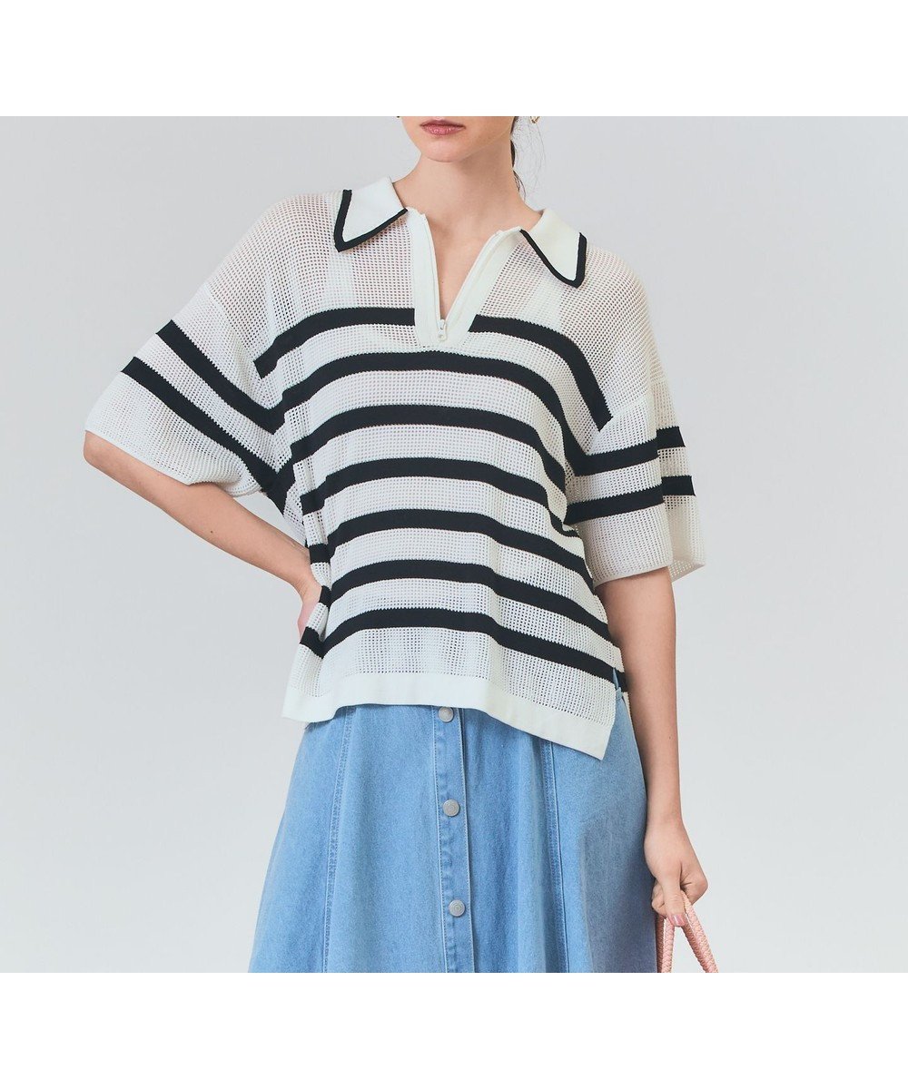 【グレース コンチネンタル/GRACE CONTINENTAL】のワッフルボーダートップ 人気、トレンドファッション・服の通販 founy(ファニー) 　ファッション　Fashion　レディースファッション　Ladies' Fashion Online　トップス・カットソー　Tops/Tshirt　シャツ/ブラウス　Shirts/Blouses　ロング / Tシャツ　T-Shirts　カットソー　Cut and Sewn　おすすめ　Recommend　カットソー　Cut And Sew　サマー　Summer　シルク　Silk　ハーフ　Half　フレンチ　French　ボーダー　Border　メッシュ　Mesh　リラックス　Relax　ワイド　Wide　ワッフル　Waffle　夏　Summer　春　Spring　S/S・春夏　Ss・Spring/Summer　 other-1|ID: prp329100004517581 ipo3291000000032586343