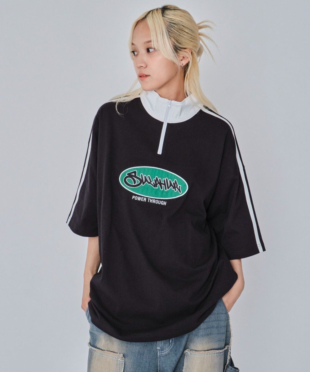 【ウィゴー/WEGO】の【ユニセックス着用ITEM/MLサイズ展開】ヘビーウェイトハーフジップT(SS) インテリア・キッズ・メンズ・レディースファッション・服の通販 founy(ファニー) 　ファッション　Fashion　レディースファッション　WOMEN　トップス・カットソー　Tops/Tshirt　シャツ/ブラウス　Shirts/Blouses　ロング / Tシャツ　T-Shirts　カットソー　Cut and Sewn　春　Spring　カットソー　Cut And Sew　カーゴパンツ　Cargo Pants　サークル　Circle　ショーツ　Shorts　ジップ　Zip　スマホ　Smartphone　デニム　Denim　トレンド　Trend　ハーフ　Half　フロント　Front　半袖　Short Sleeve　リラックス　Relax　S/S・春夏　Ss・Spring/Summer　再入荷　Restock/Back In Stock/Re Arrival　おすすめ　Recommend　夏　Summer　ブラック|ID: prp329100004517607 ipo3291000000032212916