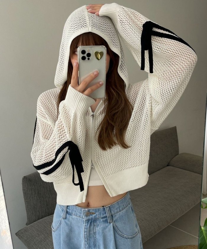 【ウィゴー/WEGO】のメッシュニットショートパーカー インテリア・キッズ・メンズ・レディースファッション・服の通販 founy(ファニー) https://founy.com/ ファッション Fashion レディースファッション WOMEN トップス・カットソー Tops/Tshirt ニット Knit Tops パーカ Sweats おすすめ Recommend インナー Inner キャミ Cami スマホ Smartphone タンク Tank トレンド Trend パーカー Hoodie ボーダー Border メッシュ Mesh リボン Ribbon 夏 Summer 春 Spring S/S・春夏 Ss・Spring/Summer 長袖 Long Sleeve |ID: prp329100004517614 ipo3291000000031930933
