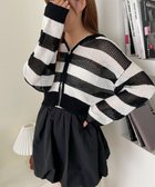 【ウィゴー/WEGO】のメッシュニットショートパーカー ブラックボーダー|ID: prp329100004517614 ipo3291000000031930935