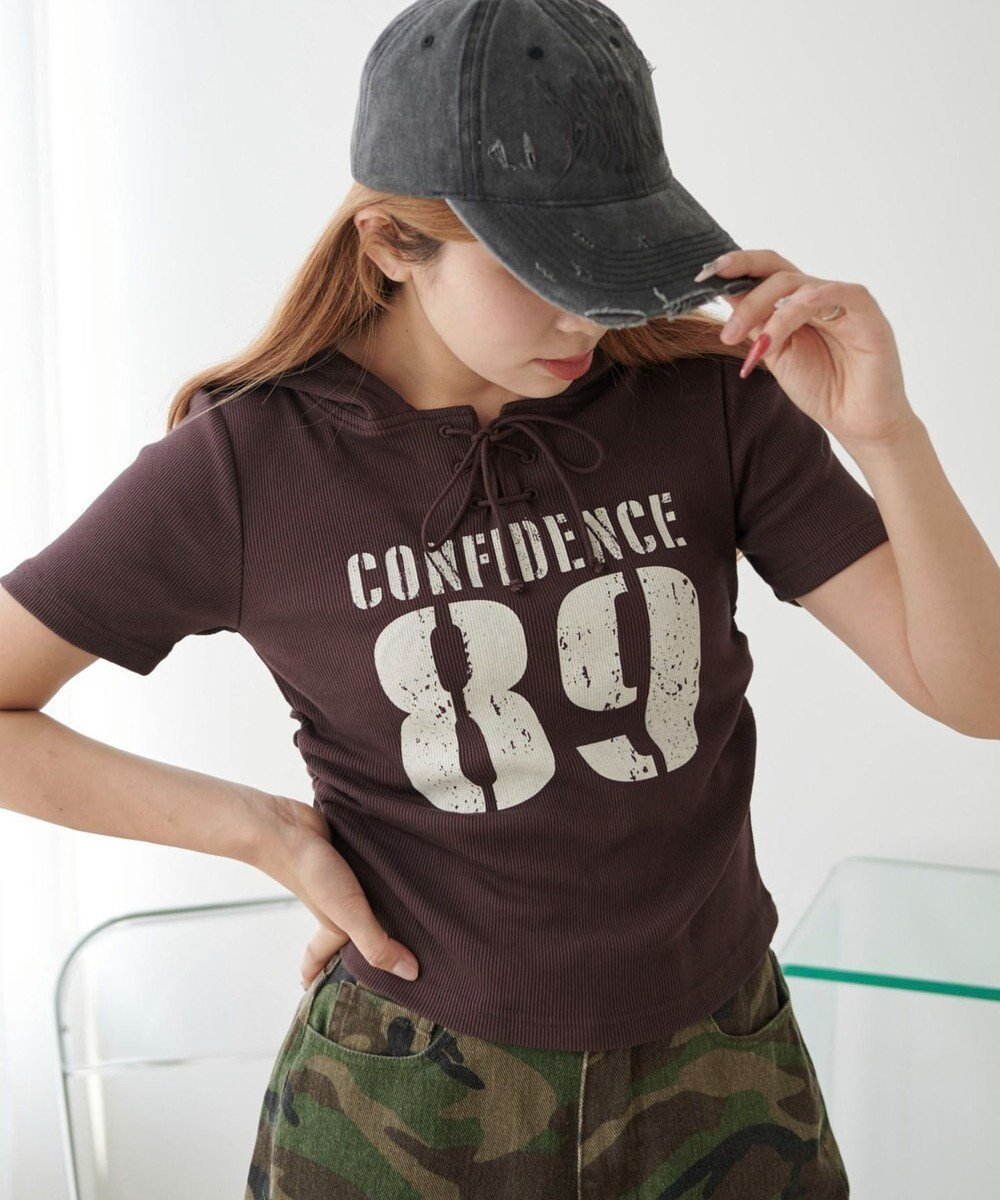 【ウィゴー/WEGO】のレースアップフードチビT 人気、トレンドファッション・服の通販 founy(ファニー) 　ファッション　Fashion　レディースファッション　WOMEN　トップス・カットソー　Tops/Tshirt　シャツ/ブラウス　Shirts/Blouses　ロング / Tシャツ　T-Shirts　カットソー　Cut and Sewn　NEW・新作・新着・新入荷　New Arrivals　おすすめ　Recommend　カットソー　Cut And Sew　カーゴパンツ　Cargo Pants　スマホ　Smartphone　半袖　Short Sleeve　夏　Summer　春　Spring　S/S・春夏　Ss・Spring/Summer　 other-1|ID: prp329100004517617 ipo3291000000031930942