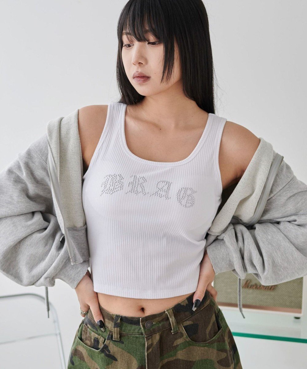 【ウィゴー/WEGO】の【カップ付きインナー】ロゴスタッズカップインタンク 人気、トレンドファッション・服の通販 founy(ファニー) 　ファッション　Fashion　レディースファッション　WOMEN　トップス・カットソー　Tops/Tshirt　おすすめ　Recommend　インナー　Inner　ジャケット　Jacket　スタッズ　Studs　スマホ　Smartphone　タンク　Tank　プチプライス・低価格　Affordable　夏　Summer　春　Spring　S/S・春夏　Ss・Spring/Summer　 other-1|ID: prp329100004517618 ipo3291000000031930945