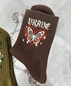 【ウィゴー/WEGO】のバタフライデザインソックス ブラウン|ID: prp329100004517622 ipo3291000000031930961