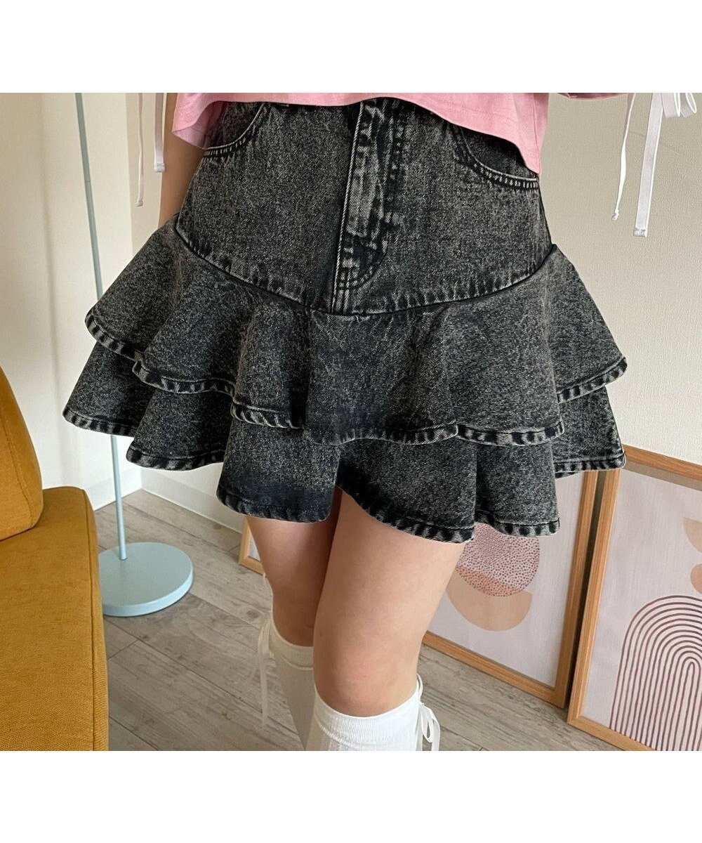 【ウィゴー/WEGO】のデニムフリルミニスカート インテリア・キッズ・メンズ・レディースファッション・服の通販 founy(ファニー) 　ファッション　Fashion　レディースファッション　WOMEN　スカート　Skirt　デニムスカート　Denim Skirts　ミニスカート　Mini Skirts　ガーリー　Girly　ショート　Short　スウェット　Sweat　ストレート　Straight　スマホ　Smartphone　デニム　Denim　トレンド　Trend　フェミニン　Feminine　フリル　Frills　ミニスカート　Mini Skirt　冬　Winter　夏　Summer　春　Spring　S/S・春夏　Ss・Spring/Summer　秋　Autumn/Fall　ブラックその他|ID: prp329100004517625 ipo3291000000031930975