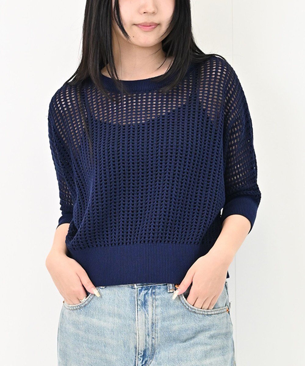 【トック/TOQUE】の25SS新作〈大草直子さんアドバイザー〉【洗える/天然素材】ウォッシャブルシルク×コットン粗メッシュニットドルマンスリーブ5分袖 インテリア・キッズ・メンズ・レディースファッション・服の通販 founy(ファニー) 　ファッション　Fashion　レディースファッション　Ladies' Fashion Online　トップス・カットソー　Tops/Tshirt　ニット　Knit Tops　春　Spring　洗える　Washable　キャミソール　Camisole　シルク　Silk　セーター　Sweater　タンク　Tank　メッシュ　Mesh　S/S・春夏　Ss・Spring/Summer　おすすめ　Recommend　夏　Summer　エレガント 上品　Elegant　ビジネス 仕事 通勤　Business　2025年　2025　2025春夏・S/S　Ss,Spring/Summer,2025　ネイビー|ID: prp329100004517638 ipo3291000000032093196