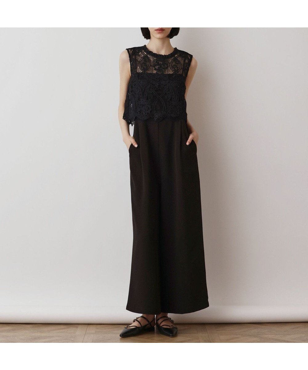 【グレース コンチネンタル/GRACE CONTINENTAL】のレースコンビサロペット インテリア・キッズ・メンズ・レディースファッション・服の通販 founy(ファニー) 　ファッション　Fashion　レディースファッション　WOMEN　ワンピース　Dress　オールインワン ワンピース　All In One Dress　サロペット　Salopette　アクセサリー　Accessories　春　Spring　ケミカル　Chemical　サロペット　Overalls　ジョーゼット　Georgette　スカラップ　Scalloped　バランス　Balance　レース　Race　ワイド　Wide　S/S・春夏　Ss・Spring/Summer　NEW・新作・新着・新入荷　New Arrivals　夏　Summer　エレガント 上品　Elegant　セレモニー　Ceremony　ブラック|ID: prp329100004517643 ipo3291000000031931044