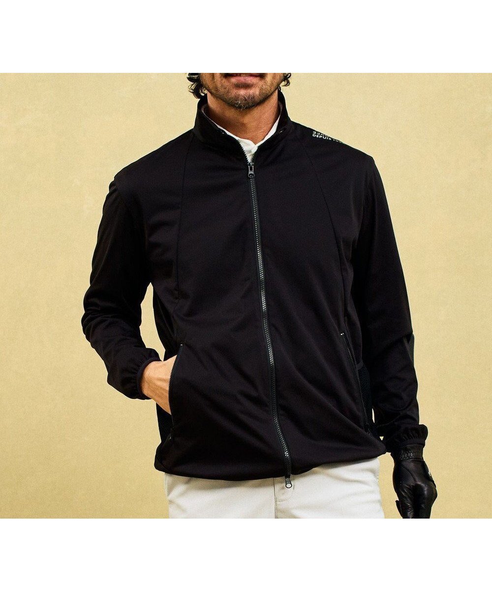 【23区 ゴルフ/23区GOLF / MEN】の【MEN】【撥水/防風/ストレッチ】悪天候の日にも活躍するストレッチ性抜群のエアリージャージーブルゾン インテリア・キッズ・メンズ・レディースファッション・服の通販 founy(ファニー) 　ファッション　Fashion　メンズファッション　MEN　アウター　Coats Outerwear/Men　ブルゾン　Blouson/Jackets　アクリル　Acrylic　春　Spring　コンパクト　Compact　コーティング　Coating　軽量　Lightweight　シンプル　Simple　ジャケット　Jacket　ジャージー　Jersey　スタンド　Stand　ストレッチ　Stretch　ファブリック　Fabric　ブルゾン　Blouson　ポケット　Pocket　メッシュ　Mesh　S/S・春夏　Ss・Spring/Summer　夏　Summer　ゴルフ　Golf　ブラック系|ID: prp329100004518722 ipo3291000000032138667