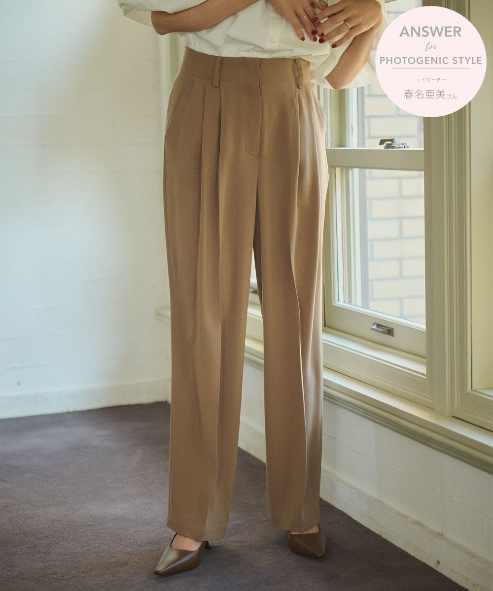 【ハッシュニュアンス/#Newans】の2タックセンタープレスパンツ インテリア・キッズ・メンズ・レディースファッション・服の通販 founy(ファニー) 　ファッション　Fashion　レディースファッション　Fashion for Women　パンツ　Pants & Trousers　ウォッシャブル　Machine Washable　ジョーゼット　Georgette, Semi-Sheer Fabric　センター　Center, Center Line　ドレープ　Drape, Draping Fabric　バランス　Balance, Style Balance　フォルム　Silhouette, Form　楽ちん　Easy Fit, Comfortable　A/W・秋冬　Autumn/Winter　S/S・春夏　SS, Spring/Summer, Warm Season　夏　Summer　キャメル系|ID: prp329100004518735 ipo3291000000033528706