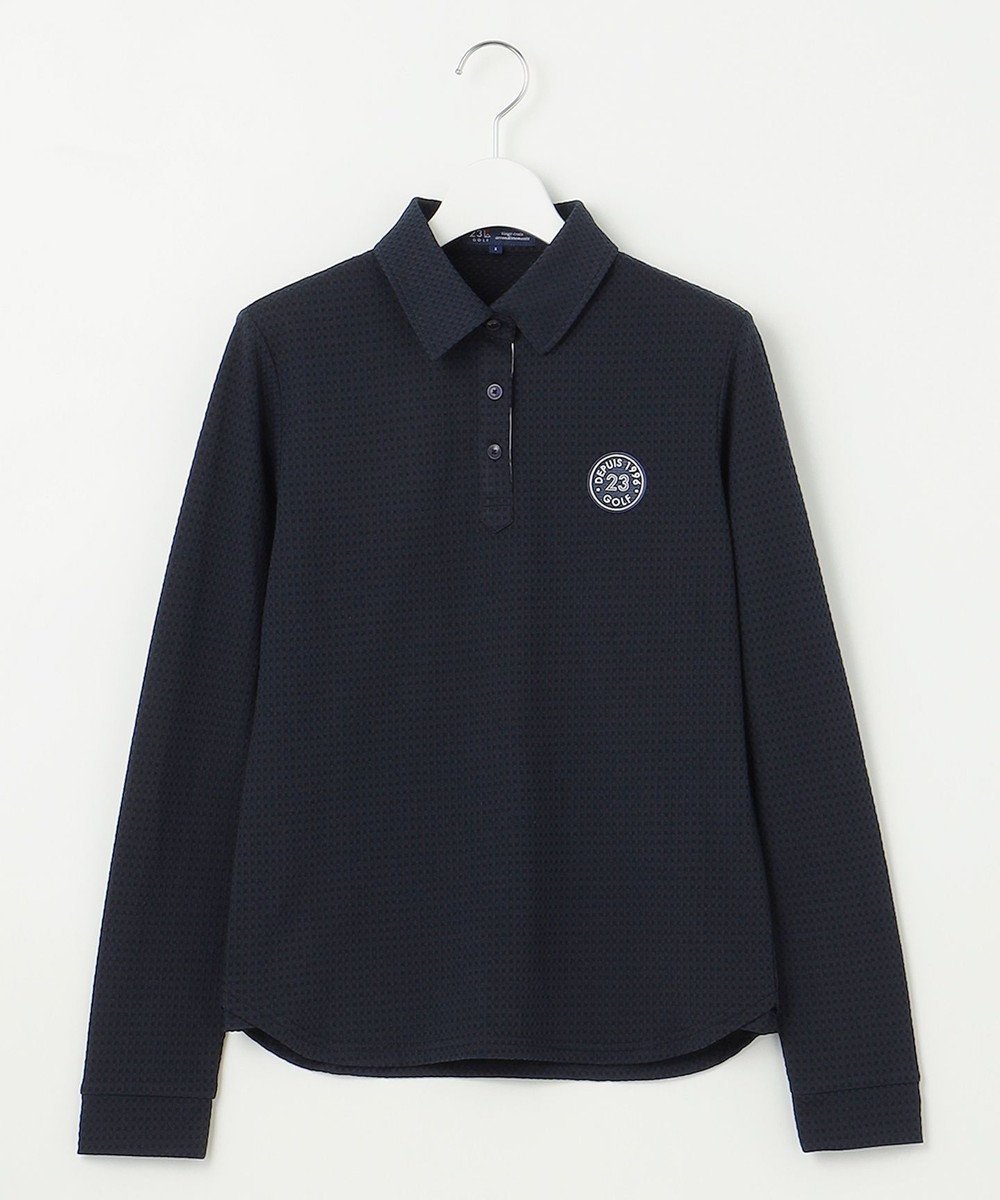 【23区 ゴルフ/NIJYUSANKU GOLF】の【WOMEN】長袖ポロシャツ インテリア・キッズ・メンズ・レディースファッション・服の通販 founy(ファニー) 　ファッション　Fashion　レディースファッション　WOMEN　トップス・カットソー　Tops/Tshirt　シャツ/ブラウス　Shirts/Blouses　ロング / Tシャツ　T-Shirts　ポロシャツ　Polo Shirts　カットソー　Cut and Sewn　カットソー　Cut And Sew　カフス　Cuffs　ゴルフ　Golf　サッカー　Soccer　ストレッチ　Stretch　フィット　Fit　ベーシック　Basic　ポロシャツ　Polo Shirt　レギュラー　Regular　エレガント 上品　Elegant　吸水　Water Absorption　夏　Summer　春　Spring　S/S・春夏　Ss・Spring/Summer　長袖　Long Sleeve　ネイビー系|ID: prp329100004518757 ipo3291000000032209763