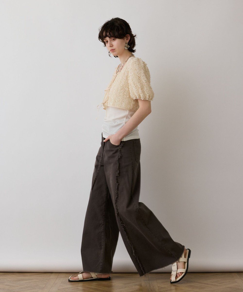 【グレース コンチネンタル/GRACE CONTINENTAL】のフリンジバギーパンツ インテリア・キッズ・メンズ・レディースファッション・服の通販 founy(ファニー) 　ファッション　Fashion　レディースファッション　WOMEN　パンツ　Pants　フリンジ　Fringe　ワイド　Wide　ヴィンテージ　Vintage　夏　Summer　定番　Standard　春　Spring　S/S・春夏　Ss・Spring/Summer　チャコール|ID: prp329100004518798 ipo3291000000031942693