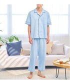 【ワコール 睡眠科学/wacoal suimin / MEN】のパジャマ 5分袖 半袖 8分丈 綿100%(本体) 天竺素材 メンズ YGT151 睡眠科学/ワコール サックス|ID: prp329100004519713 ipo3291000000031950756
