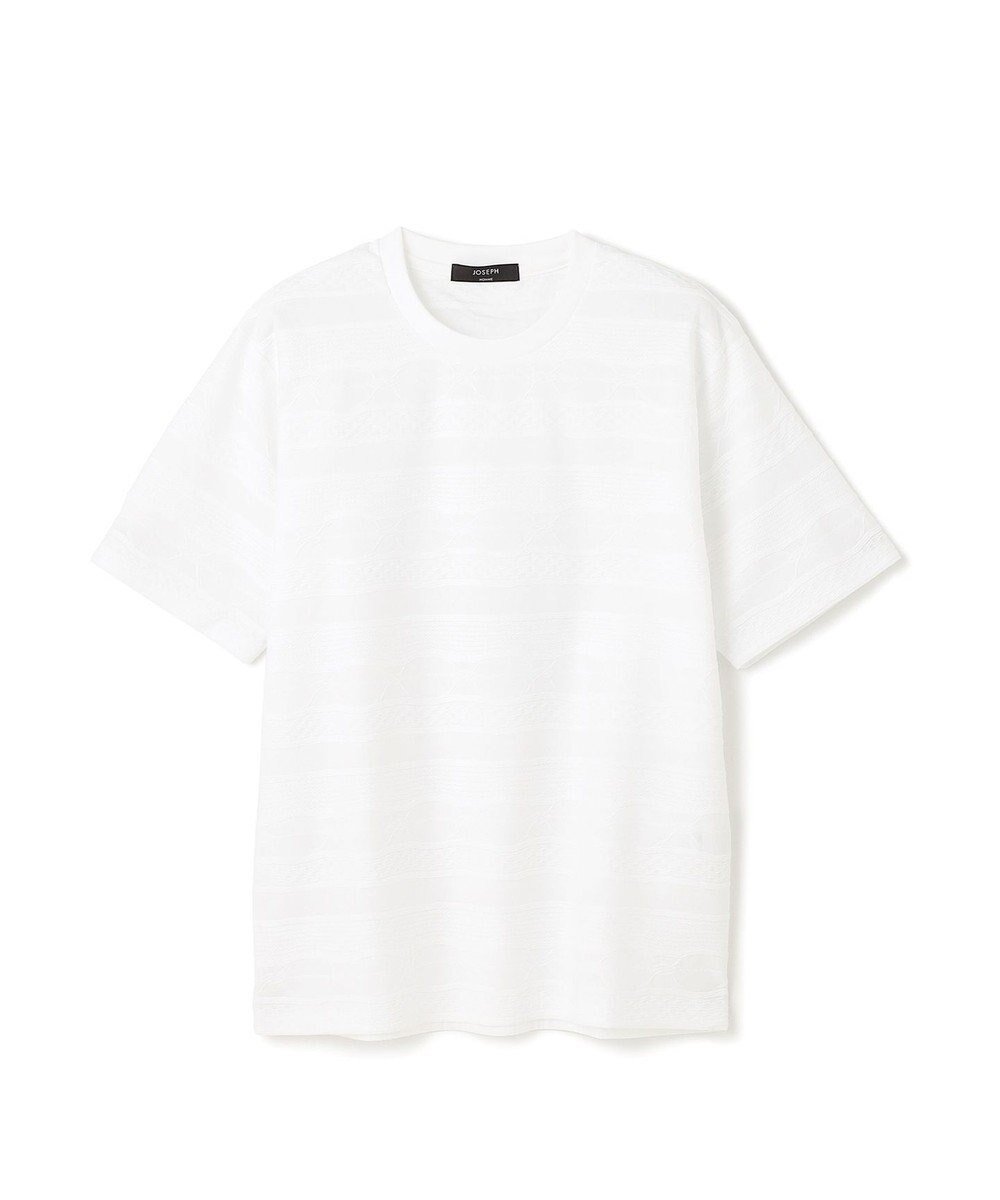 【ジョゼフ オム/JOSEPH HOMME / MEN】の新柄【ストレッチ/洗える】ジャガードボーダー クルーネックTシャツ インテリア・キッズ・メンズ・レディースファッション・服の通販 founy(ファニー) 　ファッション　Fashion　メンズファッション　MEN　トップス・カットソー　Tops/Tshirt/Men　シャツ　Shirts　NEW・新作・新着・新入荷　New Arrivals　カットソー　Cut And Sew　ジャージー　Jersey　ストレッチ　Stretch　テクスチャー　Texture　ブロッキング　Blocking　ボーダー　Border　夏　Summer　春　Spring　S/S・春夏　Ss・Spring/Summer　洗える　Washable　ホワイト系|ID: prp329100004519717 ipo3291000000031950790