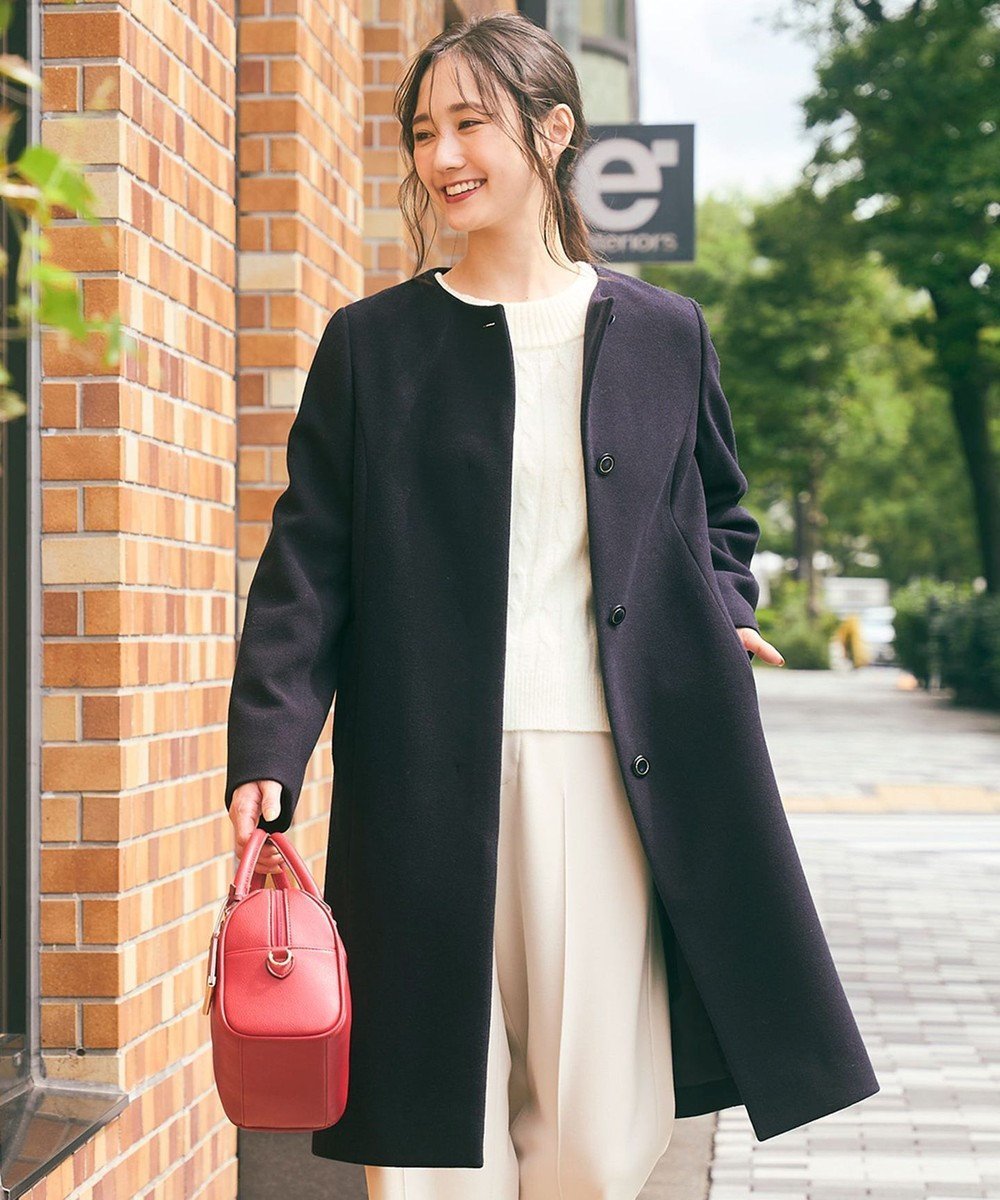 【エニィ スィス/any SiS】のウールライクノーカラー ロングコート インテリア・キッズ・メンズ・レディースファッション・服の通販 founy(ファニー) 　ファッション　Fashion　レディースファッション　WOMEN　アウター　Coat Outerwear　コート　Coats　ジャケット　Jackets　クラシカル　Classical　シンプル　Simple　ジャケット　Jacket　ジャージー　Jersey　フェミニン　Feminine　ポケット　Pocket　ラッセル　Russell　ロング　Long　エレガント 上品　Elegant　再入荷　Restock/Back In Stock/Re Arrival　A/W・秋冬　Aw・Autumn/Winter・Fw・Fall-Winter　ネイビー|ID: prp329100004519743 ipo3291000000031951198