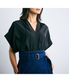 【ベイジ,/BEIGE,】の【洗える/接触冷感/速乾/UVケア対応】BATEAU / Vネックバックギャザーハーフスリーブブラウス Black|ID: prp329100004519776 ipo3291000000032429740