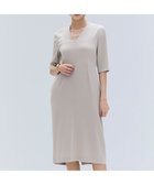【ベイジ,/BEIGE,】の【洗える】CINDY / Vネックハーフスリーブワンピース Taupe x White|ID: prp329100004519780 ipo3291000000031951811