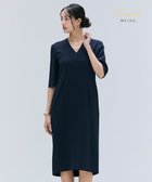 【ベイジ,/BEIGE,】の【洗える】CINDY / Vネックハーフスリーブワンピース Navy x Black|ID: prp329100004519780 ipo3291000000031951813