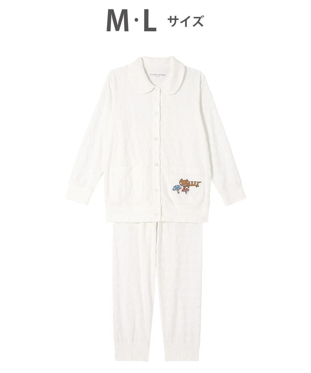 【ツモリチサト スリープ/tsumori chisato SLEEP】のツモリチサト パジャマ 長袖 長ズボン 綿混(本体) パイル素材 上下セット 前開き tsumori chisato SLEEP UDX556 /ワコール インテリア・キッズ・メンズ・レディースファッション・服の通販 founy(ファニー) 　ファッション　Fashion　レディースファッション　Ladies' Fashion Online　トップス・カットソー　Tops/Tshirt　ジャカード　Jacquard　ネコ　Cat　長袖　Long Sleeve　パジャマ　Pajamas　ボトム　Bottom　ポケット　Pocket　モチーフ　Motif　ロング　Long　アイボリー|ID: prp329100004519789 ipo3291000000032551145