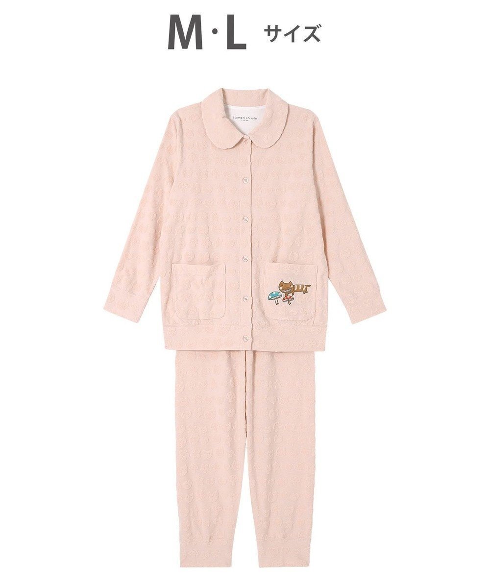 【ツモリチサト スリープ/tsumori chisato SLEEP】のツモリチサト パジャマ 長袖 長ズボン 綿混(本体) パイル素材 上下セット 前開き tsumori chisato SLEEP UDX556 /ワコール インテリア・キッズ・メンズ・レディースファッション・服の通販 founy(ファニー) 　ファッション　Fashion　レディースファッション　Ladies' Fashion Online　トップス・カットソー　Tops/Tshirt　ジャカード　Jacquard　ネコ　Cat　長袖　Long Sleeve　パジャマ　Pajamas　ボトム　Bottom　ポケット　Pocket　モチーフ　Motif　ロング　Long　ピンク|ID: prp329100004519789 ipo3291000000032551147