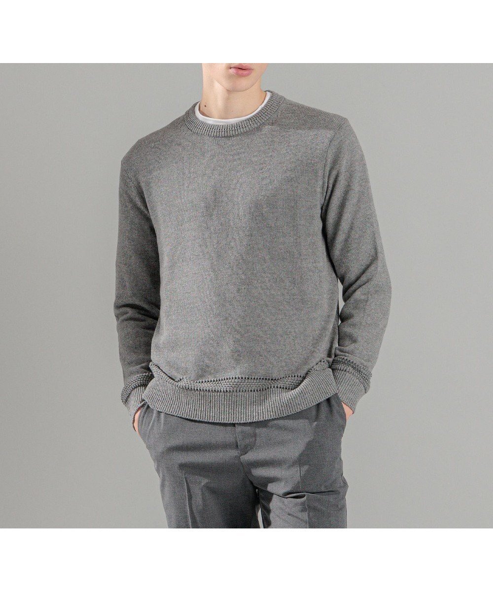 【ジョゼフ オム/JOSEPH HOMME / MEN】の【洗える】ハイツイストコード クルーネックニット インテリア・キッズ・メンズ・レディースファッション・服の通販 founy(ファニー) 　ファッション　Fashion　メンズファッション　MEN　トップス・カットソー　Tops/Tshirt/Men　ニット　Knit Tops　アイレット　Eyelet　アクリル　Acrylic　スウェット　Sweat　セーター　Sweater　ツイスト　Twist　レギュラー　Regular　夏　Summer　春　Spring　S/S・春夏　Ss・Spring/Summer　洗える　Washable　グレー系|ID: prp329100004520398 ipo3291000000031961840