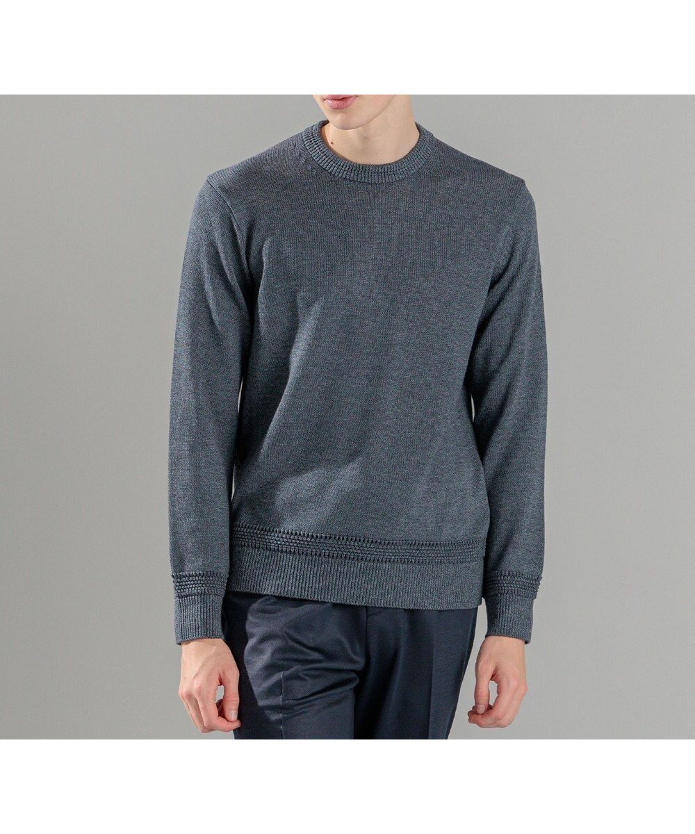 【ジョゼフ オム/JOSEPH HOMME / MEN】の【洗える】ハイツイストコード クルーネックニット インテリア・キッズ・メンズ・レディースファッション・服の通販 founy(ファニー) 　ファッション　Fashion　メンズファッション　MEN　トップス・カットソー　Tops/Tshirt/Men　ニット　Knit Tops　アイレット　Eyelet　アクリル　Acrylic　スウェット　Sweat　セーター　Sweater　ツイスト　Twist　レギュラー　Regular　夏　Summer　春　Spring　S/S・春夏　Ss・Spring/Summer　洗える　Washable　ネイビー系|ID: prp329100004520398 ipo3291000000031961841