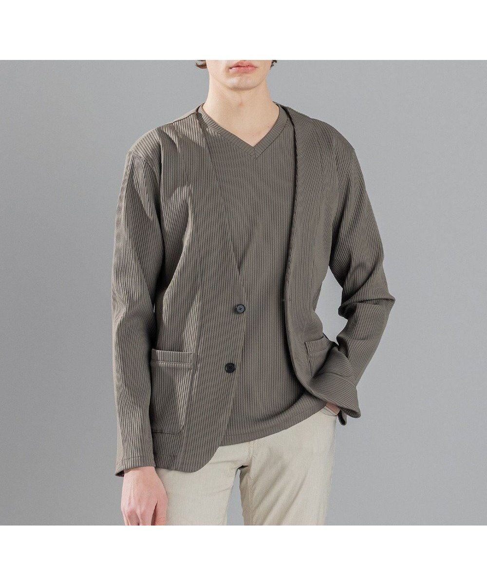 【ジョゼフ オム/JOSEPH HOMME / MEN】のテックリブストレッチ ノーカラー・カットソージャケット 人気、トレンドファッション・服の通販 founy(ファニー) 　ファッション　Fashion　メンズファッション　MEN　トップス・カットソー　Tops/Tshirt/Men　カーディガン　Cardigans　おすすめ　Recommend　アンサンブル　Ensemble　インナー　Inner　カーディガン　Cardigan　ジャケット　Jacket　パッチ　Patch　フロント　Front　ポケット　Pocket　エレガント 上品　Elegant　夏　Summer　春　Spring　S/S・春夏　Ss・Spring/Summer　無地　Plain Color　 other-1|ID: prp329100004520406 ipo3291000000031962136
