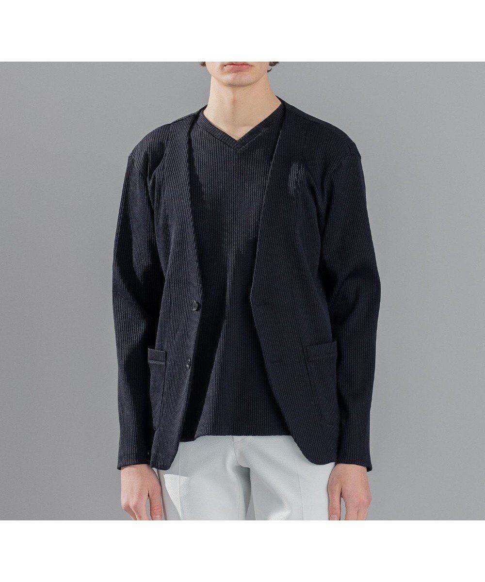 【ジョゼフ オム/JOSEPH HOMME / MEN】のテックリブストレッチ ノーカラー・カットソージャケット インテリア・キッズ・メンズ・レディースファッション・服の通販 founy(ファニー) 　ファッション　Fashion　メンズファッション　MEN　トップス・カットソー　Tops/Tshirt/Men　カーディガン　Cardigans　おすすめ　Recommend　アンサンブル　Ensemble　インナー　Inner　カーディガン　Cardigan　ジャケット　Jacket　パッチ　Patch　フロント　Front　ポケット　Pocket　エレガント 上品　Elegant　夏　Summer　春　Spring　S/S・春夏　Ss・Spring/Summer　無地　Plain Color　ブラック系|ID: prp329100004520406 ipo3291000000031962138