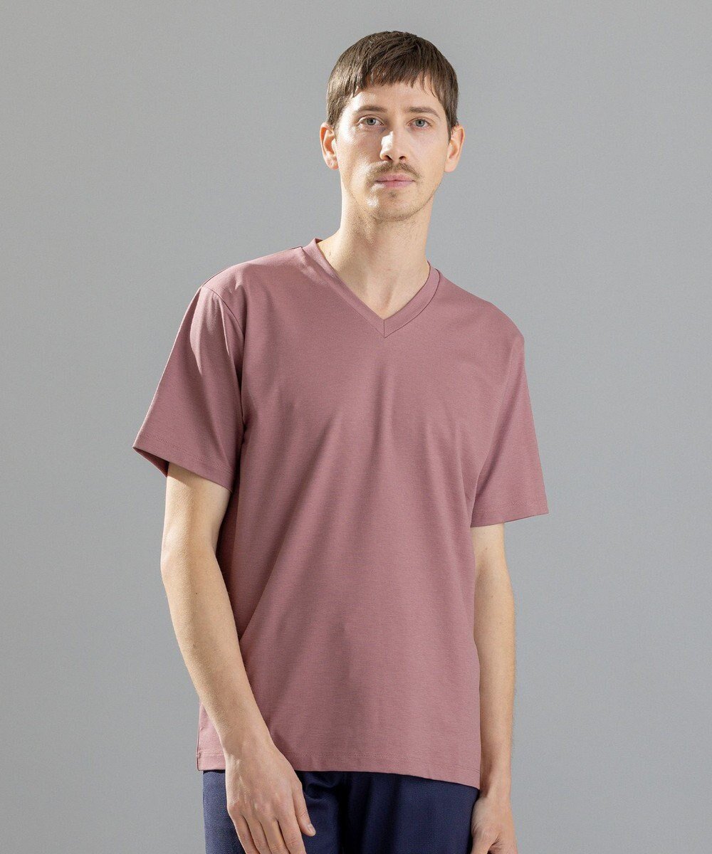 【ジョゼフ オム/JOSEPH HOMME / MEN】のコンパクトストレッチジャージー VネックTシャツ インテリア・キッズ・メンズ・レディースファッション・服の通販 founy(ファニー) 　ファッション　Fashion　メンズファッション　MEN　トップス・カットソー　Tops/Tshirt/Men　シャツ　Shirts　カットソー　Cut And Sew　シンプル　Simple　ジャージー　Jersey　ストレッチ　Stretch　トレンド　Trend　ベーシック　Basic　レギュラー　Regular　エレガント 上品　Elegant　半袖　Short Sleeve　夏　Summer　春　Spring　S/S・春夏　Ss・Spring/Summer　ピンク系|ID: prp329100004520409 ipo3291000000031962196