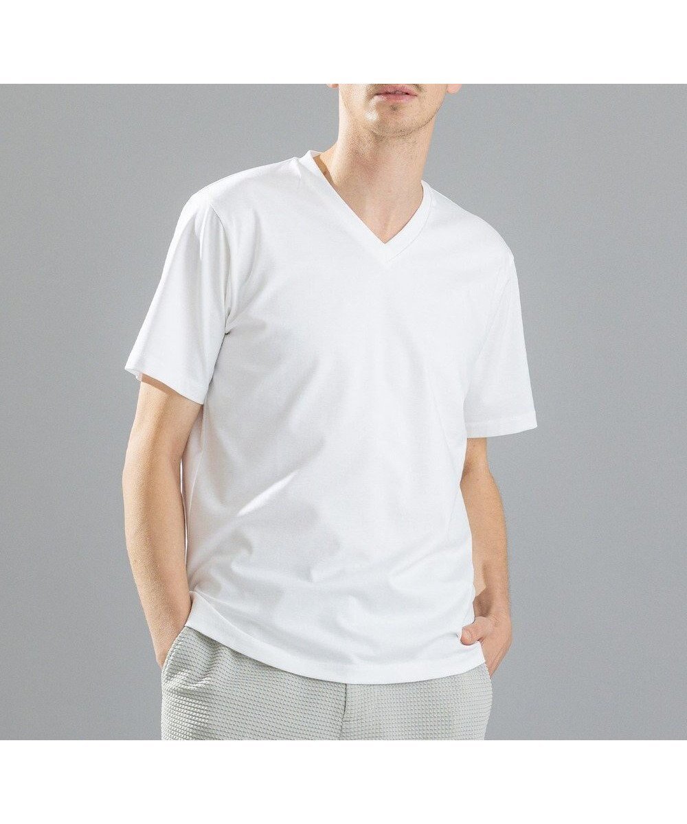 【ジョゼフ オム/JOSEPH HOMME / MEN】のコンパクトストレッチジャージー VネックTシャツ インテリア・キッズ・メンズ・レディースファッション・服の通販 founy(ファニー) 　ファッション　Fashion　メンズファッション　MEN　トップス・カットソー　Tops/Tshirt/Men　シャツ　Shirts　カットソー　Cut And Sew　シンプル　Simple　ジャージー　Jersey　ストレッチ　Stretch　トレンド　Trend　ベーシック　Basic　レギュラー　Regular　エレガント 上品　Elegant　半袖　Short Sleeve　夏　Summer　春　Spring　S/S・春夏　Ss・Spring/Summer　ホワイト系|ID: prp329100004520409 ipo3291000000031962198