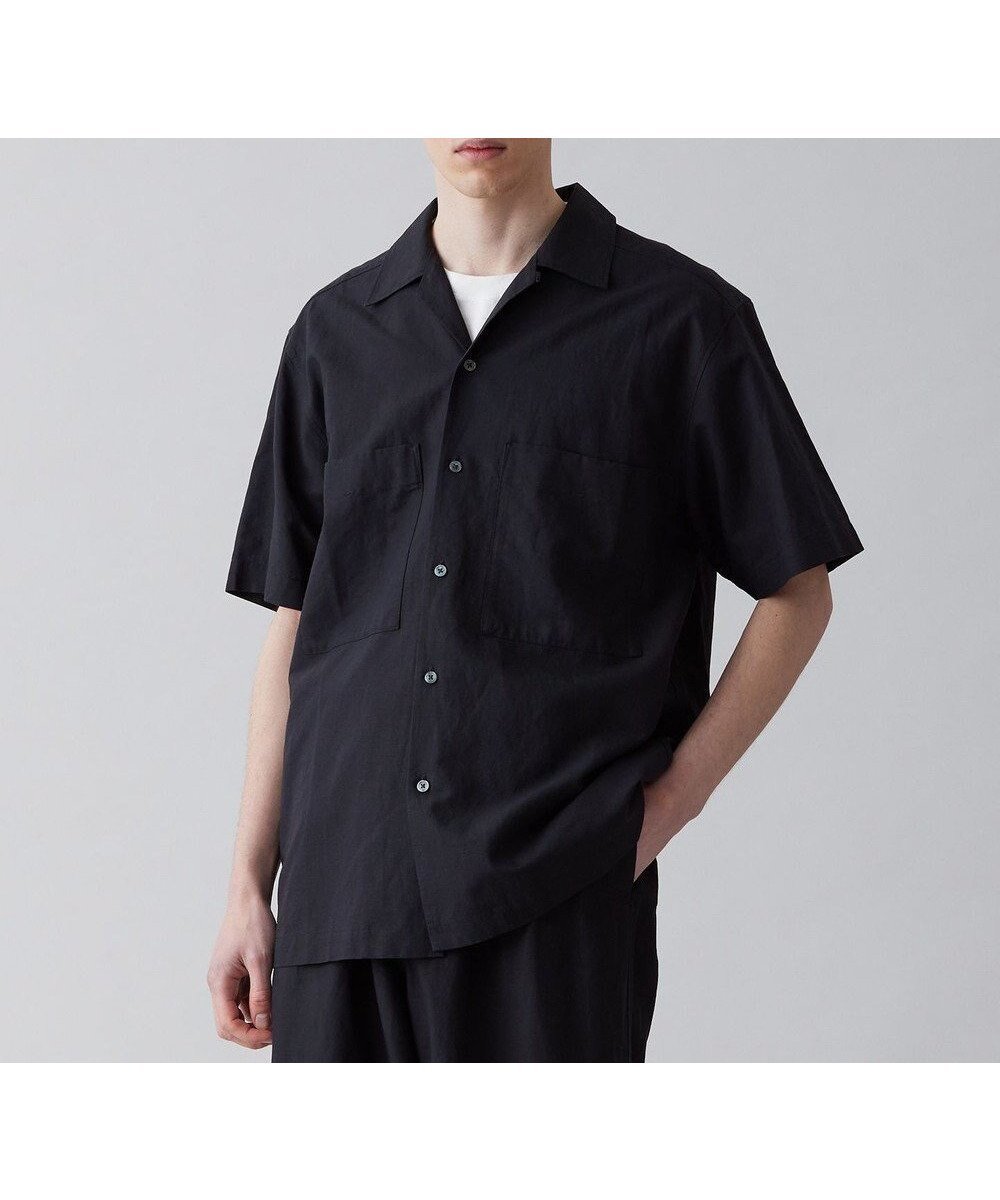 【アンフィーロ/UNFILO / MEN】のライトリネン オープンカラーシャツ 23年春夏商品 インテリア・キッズ・メンズ・レディースファッション・服の通販 founy(ファニー) 　ファッション　Fashion　メンズファッション　MEN　トップス・カットソー　Tops/Tshirt/Men　シャツ　Shirts　春　Spring　雑誌　Magazine　トレンド　Trend　リネン　Linen　リラックス　Relax　ワーク　Work　S/S・春夏　Ss・Spring/Summer　再入荷　Restock/Back In Stock/Re Arrival　夏　Summer　ブラック|ID: prp329100004520415 ipo3291000000031962285