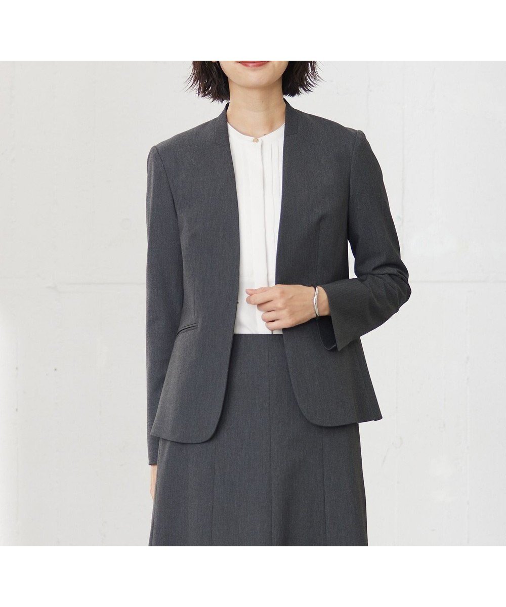 【ジェイ プレス/J.PRESS】の【洗える】T/Rアルガンシルク ノーカラー ジャケット インテリア・キッズ・メンズ・レディースファッション・服の通販 founy(ファニー) 　ファッション　Fashion　レディースファッション　Fashion for Women　アウター　Coat / Outerwear Collection　レディースジャケット・軽アウター　Jackets　ノーカラージャケット / シンプル上品コーデ　Collarless Jackets　洗える　Machine Washable　シルク　Silk, 100% Silk　ジャケット　Jacket, Outerwear　ストレッチ　Stretch, Stretchy Fabric　セットアップ　Set-Up, Coordinated Outfit　長袖　Long Sleeve, Full Sleeve　A/W・秋冬　Autumn/Winter　おすすめ　Recommended / Our Picks　エレガント 上品　Elegant　グレー系|ID: prp329100004520442 ipo3291000000033463581