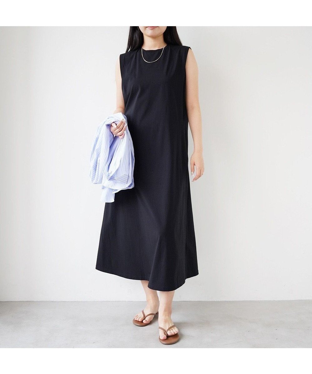 【シトム/SITOM】の【洗濯機で洗える/接触冷感/ストレッチ】ポケット付きノースリーブワンピース インテリア・キッズ・メンズ・レディースファッション・服の通販 founy(ファニー) 　ファッション　Fashion　レディースファッション　WOMEN　ワンピース　Dress　インナー　Inner　春　Spring　洗える　Washable　カットソー　Cut And Sew　ストレッチ　Stretch　ノースリーブ　No Sleeve　パターン　Pattern　ポケット　Pocket　S/S・春夏　Ss・Spring/Summer　夏　Summer　ビジネス 仕事 通勤　Business　ブラック|ID: prp329100004520564 ipo3291000000031965733