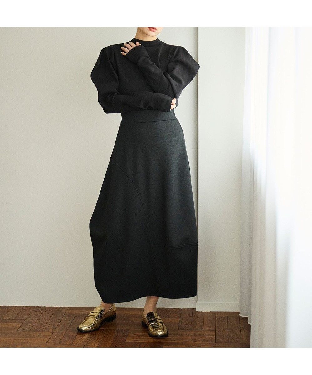 【ハッシュニュアンス/#Newans】のラウンドステッチスカート インテリア・キッズ・メンズ・レディースファッション・服の通販 founy(ファニー) 　ファッション　Fashion　レディースファッション　Fashion for Women　スカート　Skirts　アシンメトリー　Asymmetrical Style　コラボ　Collaboration, Collab　ジャカード／ジャガード　Jacquard, Woven Pattern　ストレッチ　Stretch, Stretchy Fabric　セットアップ　Set-Up, Coordinated Outfit　タイツ　Tights, Legwear　パターン　Pattern, Design Print　ペチコート　Petticoat, Underskirt　切替　Switching, Contrast Panel　A/W・秋冬　Autumn/Winter　ブラック|ID: prp329100004520828 ipo3291000000034411316