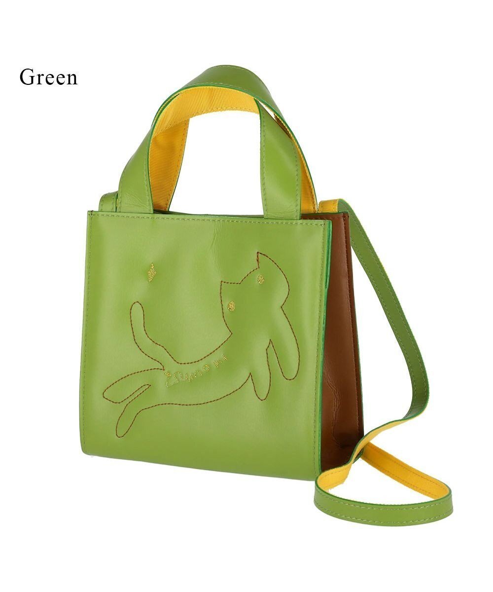 【ツモリチサト キャリー/tsumori chisato CARRY】のキラネコエコレザー ハンドバッグ 2way ショルダーバッグ インテリア・キッズ・メンズ・レディースファッション・服の通販 founy(ファニー) 　ファッション　Fashion　レディースファッション　WOMEN　バッグ　Bag　ショルダー　Shoulder　ネコ　Cat　ハンドバッグ　Handbag　ポケット　Pocket　マグネット　Magnet　旅行　Travel　軽量　Lightweight　グリーン|ID: prp329100004520893 ipo3291000000031971704