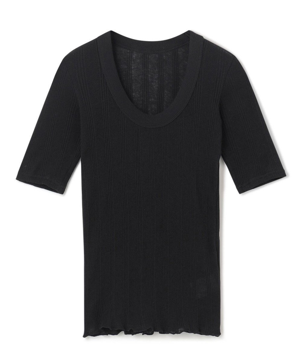 【アンクレイヴ/uncrave】の【手洗い可】シアー ランダムリブ Uネック カットソー(uncrave STANDARD) インテリア・キッズ・メンズ・レディースファッション・服の通販 founy(ファニー) 　ファッション　Fashion　レディースファッション　Ladies' Fashion Online　トップス・カットソー　Tops/Tshirt　シャツ/ブラウス　Shirts/Blouses　ロング / Tシャツ　T-Shirts　カットソー　Cut and Sewn　インナー　Inner　春　Spring　カットソー　Cut And Sew　コンパクト　Compact　シアー　Sheer　雑誌　Magazine　別注　Special Order　S/S・春夏　Ss・Spring/Summer　夏　Summer　ブラック|ID: prp329100004520982 ipo3291000000032645754