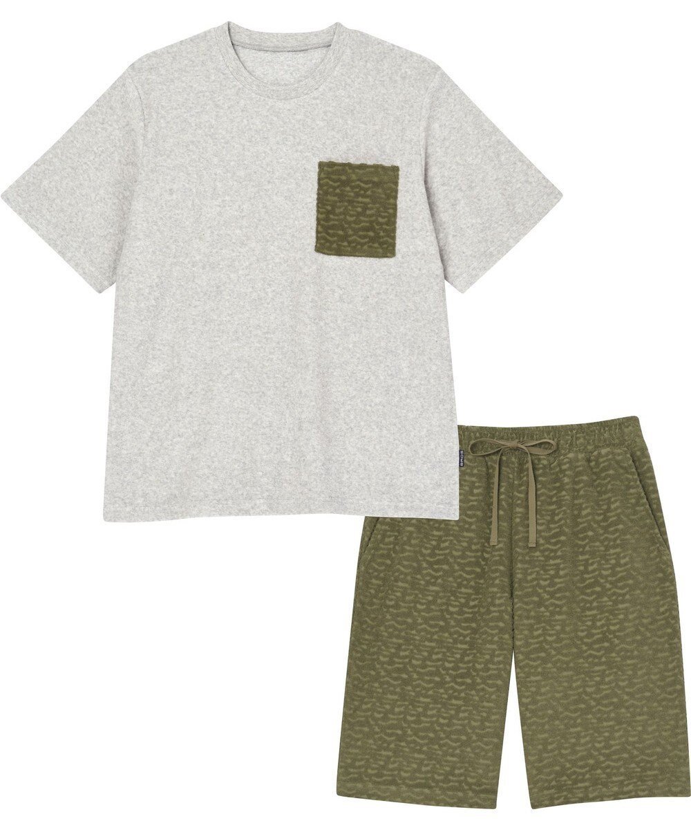 【ワコール/Wacoal / MEN】のWEB限定 ルームウェア 半袖 ひざ上丈 綿混(本体) 前閉じ /ブロス GH3301 インテリア・キッズ・メンズ・レディースファッション・服の通販 founy(ファニー) 　ファッション　Fashion　メンズファッション　MEN　パジャマ　Pajamas　ポケット　Pocket　リラックス　Relax　半袖　Short Sleeve　無地　Plain Color　オリーブ|ID: prp329100004521135 ipo3291000000031975058