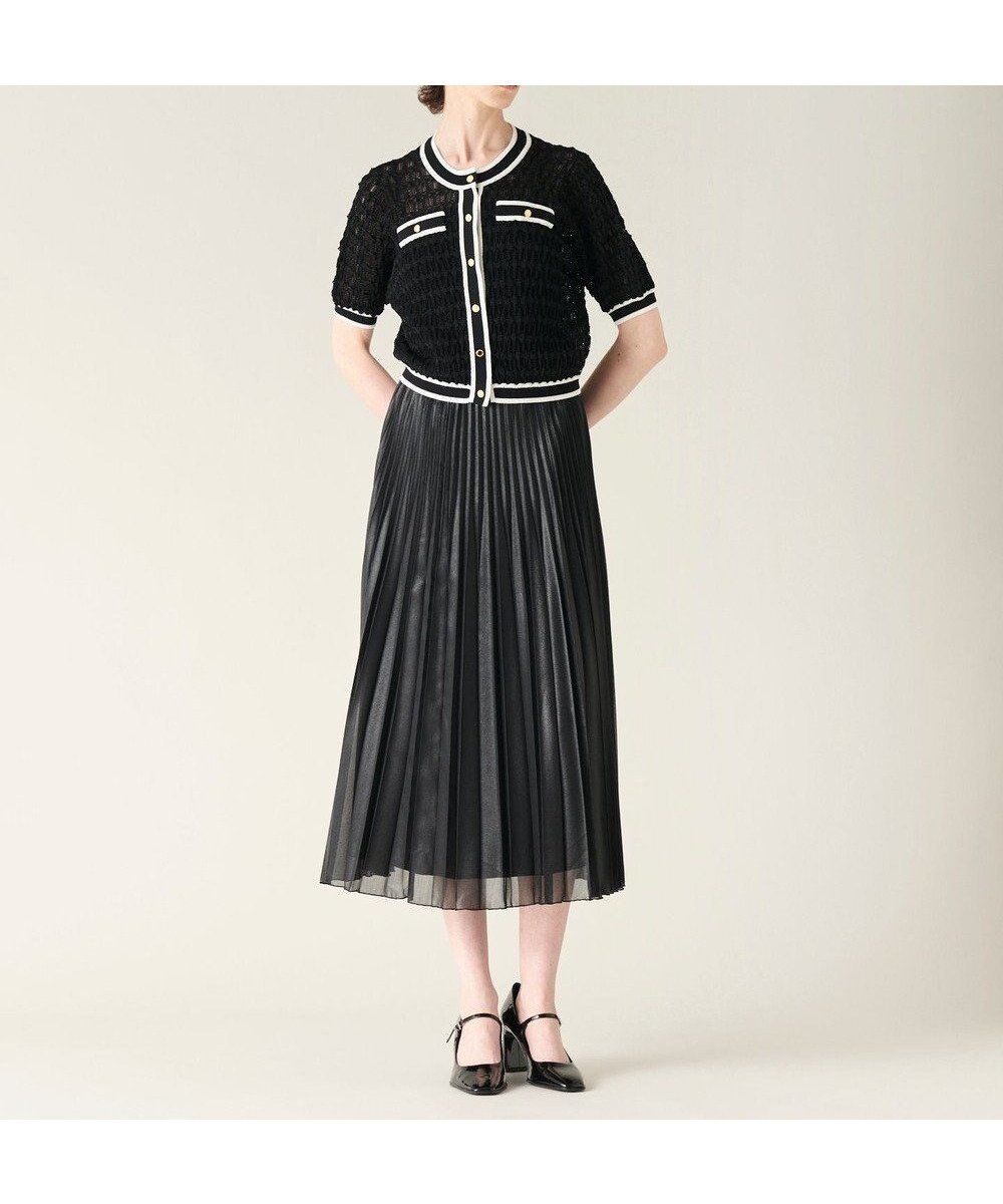 【グレース コンチネンタル/GRACE CONTINENTAL】のバイカラーシアーニットカーディガン インテリア・キッズ・メンズ・レディースファッション・服の通販 founy(ファニー) 　ファッション　Fashion　レディースファッション　WOMEN　トップス・カットソー　Tops/Tshirt　ニット　Knit Tops　カーディガン　Cardigans　カーディガン　Cardigan　エレガント 上品　Elegant　夏　Summer　S/S・春夏　Ss・Spring/Summer　A/W・秋冬　Aw・Autumn/Winter・Fw・Fall-Winter　透かし　Watermark　ブラック|ID: prp329100004521183 ipo3291000000031975842