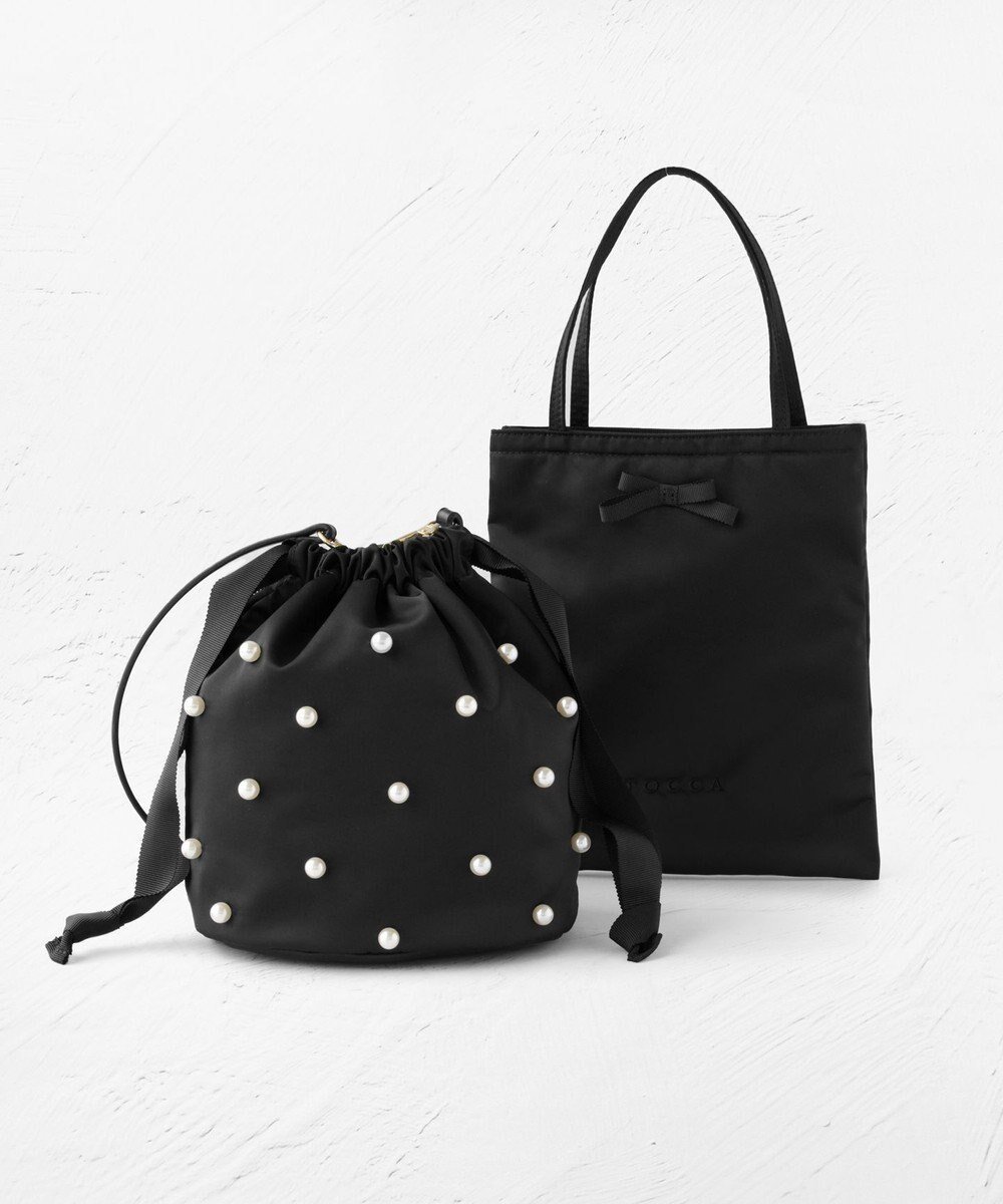 【トッカ/TOCCA】の【ヨンアさん×大人百花×TOCCAコラボ】PEARL SHOWER 2SET BAG バッグ インテリア・キッズ・メンズ・レディースファッション・服の通販 founy(ファニー) 　ファッション　Fashion　レディースファッション　WOMEN　バッグ　Bag　コラボ　Collaboration　巾着　Purse　サテン　Satin　ショルダー　Shoulder　スマホ　Smartphone　財布　Wallet　雑誌　Magazine　デニム　Denim　ドレス　Dress　パール　Pearl　フェミニン　Feminine　フォルム　Form　フラット　Flat　ポケット　Pocket　リボン　Ribbon　リュクス　Luxe　レース　Race　おすすめ　Recommend　エレガント 上品　Elegant　ブラック系|ID: prp329100004521185 ipo3291000000031975861