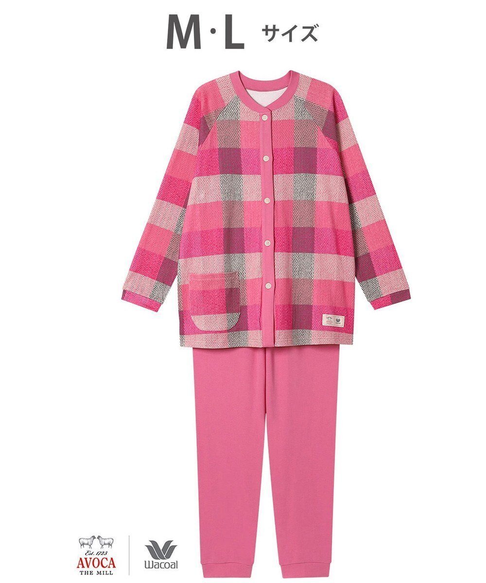 【ワコール/WACOAL】のパジャマ 【AVOCA×ワコール】 長袖 長ズボン 綿混(本体) レディース BDW746 /ワコール インテリア・キッズ・メンズ・レディースファッション・服の通販 founy(ファニー) 　ファッション　Fashion　レディースファッション　WOMEN　トップス・カットソー　Tops/Tshirt　スリーブ　Sleeve　セットアップ　Set Up　チェック　Check　パジャマ　Pajamas　プリント　Print　ボトム　Bottom　ボーダー　Border　長袖　Long Sleeve　ピンク|ID: prp329100004521193 ipo3291000000031976036