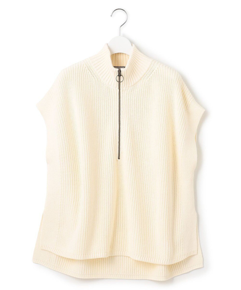 【ジェイプレスヨークストリート/J.PRESS YORK STREET】の【WOMEN】コットンニット ハーフジップポンチョ インテリア・キッズ・メンズ・レディースファッション・服の通販 founy(ファニー) 　ファッション　Fashion　レディースファッション　WOMEN　アウター　Coat Outerwear　ポンチョ　Ponchos　トップス・カットソー　Tops/Tshirt　ニット　Knit Tops　ベスト/ジレ　Gilets/Vests　ブルゾン　Blouson　ベスト　Vest　冬　Winter　A/W・秋冬　Aw・Autumn/Winter・Fw・Fall-Winter　アイボリー系|ID: prp329100004521228 ipo3291000000031976366