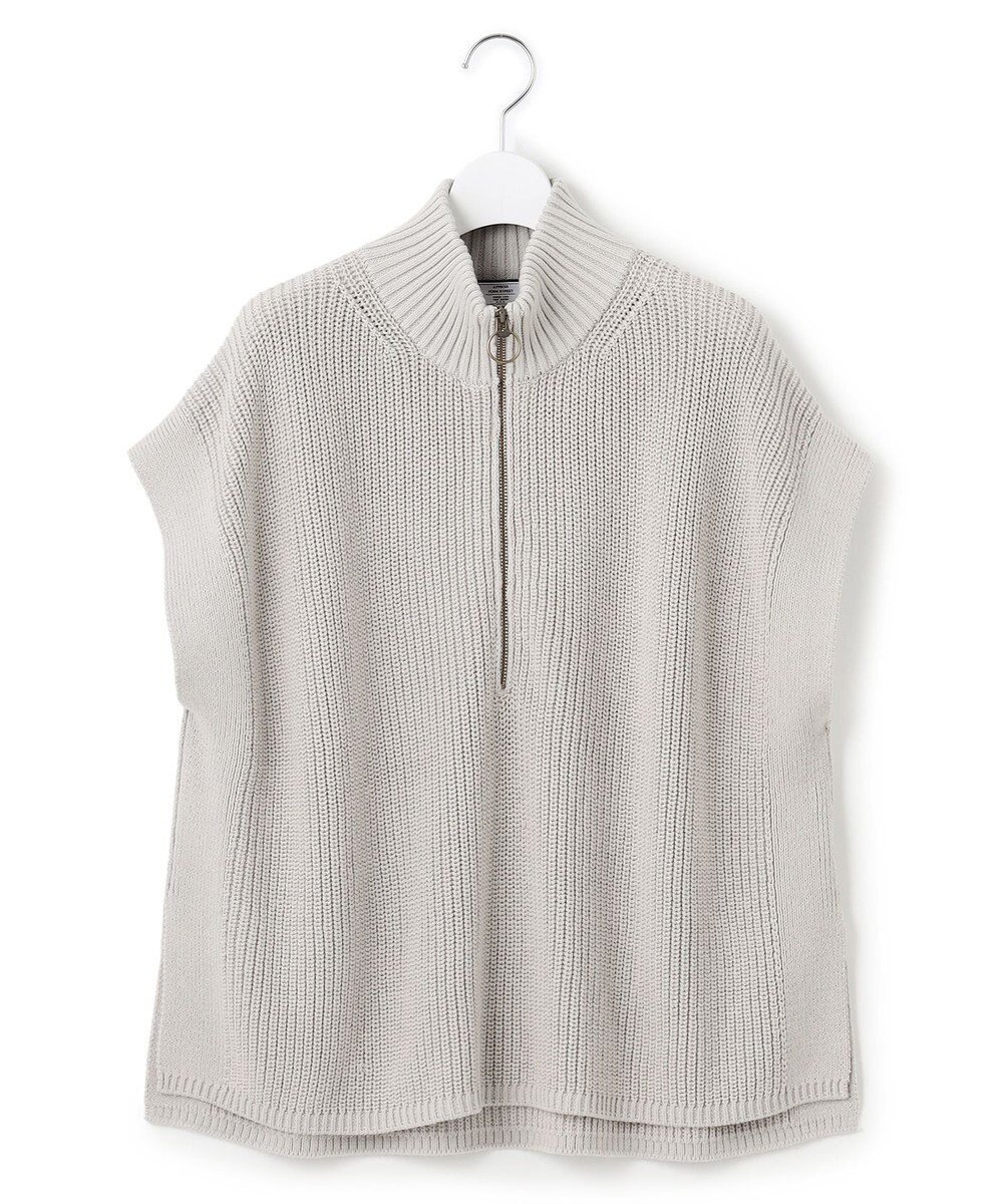【ジェイプレスヨークストリート/J.PRESS YORK STREET】の【WOMEN】コットンニット ハーフジップポンチョ インテリア・キッズ・メンズ・レディースファッション・服の通販 founy(ファニー) 　ファッション　Fashion　レディースファッション　WOMEN　アウター　Coat Outerwear　ポンチョ　Ponchos　トップス・カットソー　Tops/Tshirt　ニット　Knit Tops　ベスト/ジレ　Gilets/Vests　ブルゾン　Blouson　ベスト　Vest　冬　Winter　A/W・秋冬　Aw・Autumn/Winter・Fw・Fall-Winter　ライトグレー系|ID: prp329100004521228 ipo3291000000031976369